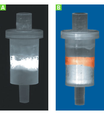 Cartridges are run by gravity flow and can be reused until they reach saturation